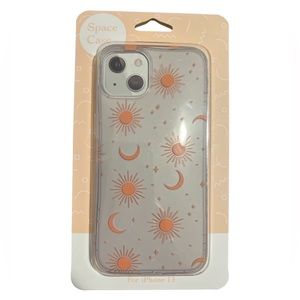 NIB Space Case iPhone 13 Yellow/ Sun Moon Stars Transparent